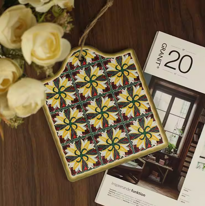 Moroccan Style Vintage Patterns Ceramic Placemat Pot Mat Plate Bowl Insulation Mat Coaster Simple Placemat for Dining Table