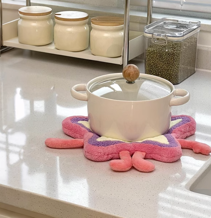Cute star bowl mat, modern style, polyester fiber, cartoon pattern, hand washable only, kitchen and bathroom towels