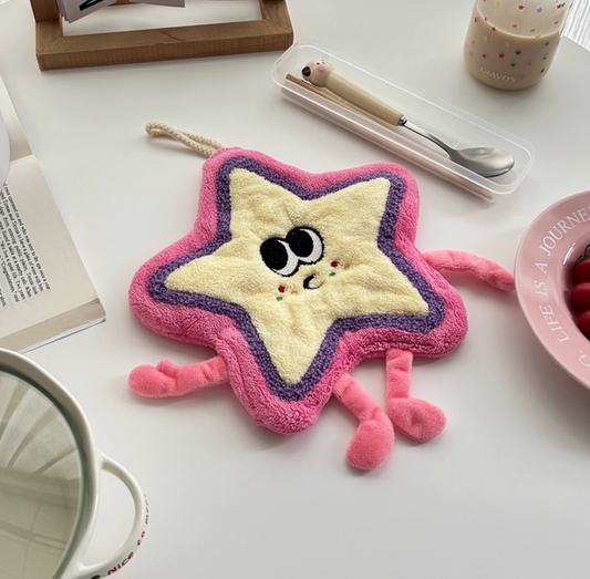 Cute star bowl mat, modern style, polyester fiber, cartoon pattern, hand washable only, kitchen and bathroom towels