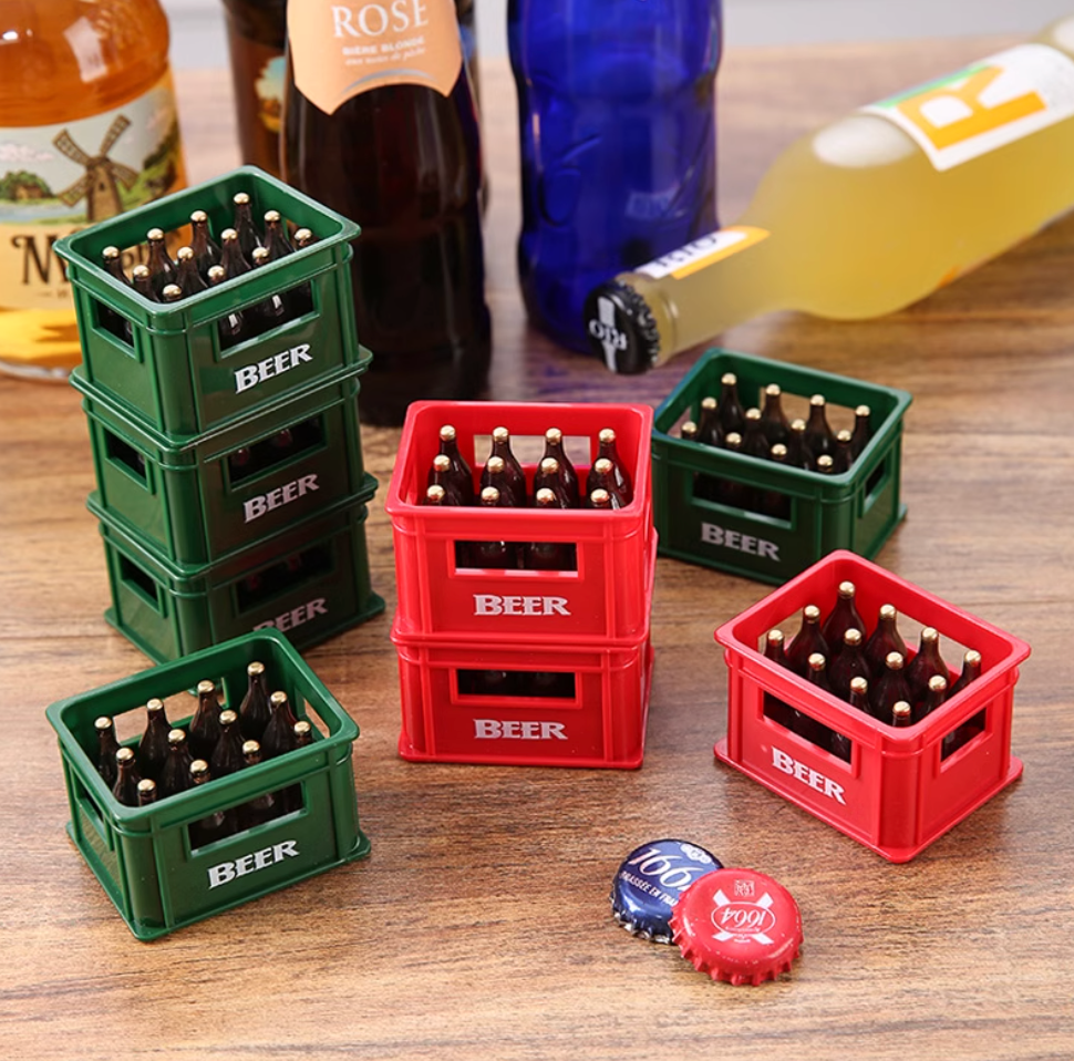 Mini Beer Drink Bottle Beer Box Drink Box Bar Kitchen Opener Fridge Magnet, Creative Simulated Beer Case Magnetic Bottle Opener
