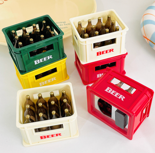 Mini Beer Drink Bottle Beer Box Drink Box Bar Kitchen Opener Fridge Magnet, Creative Simulated Beer Case Magnetic Bottle Opener