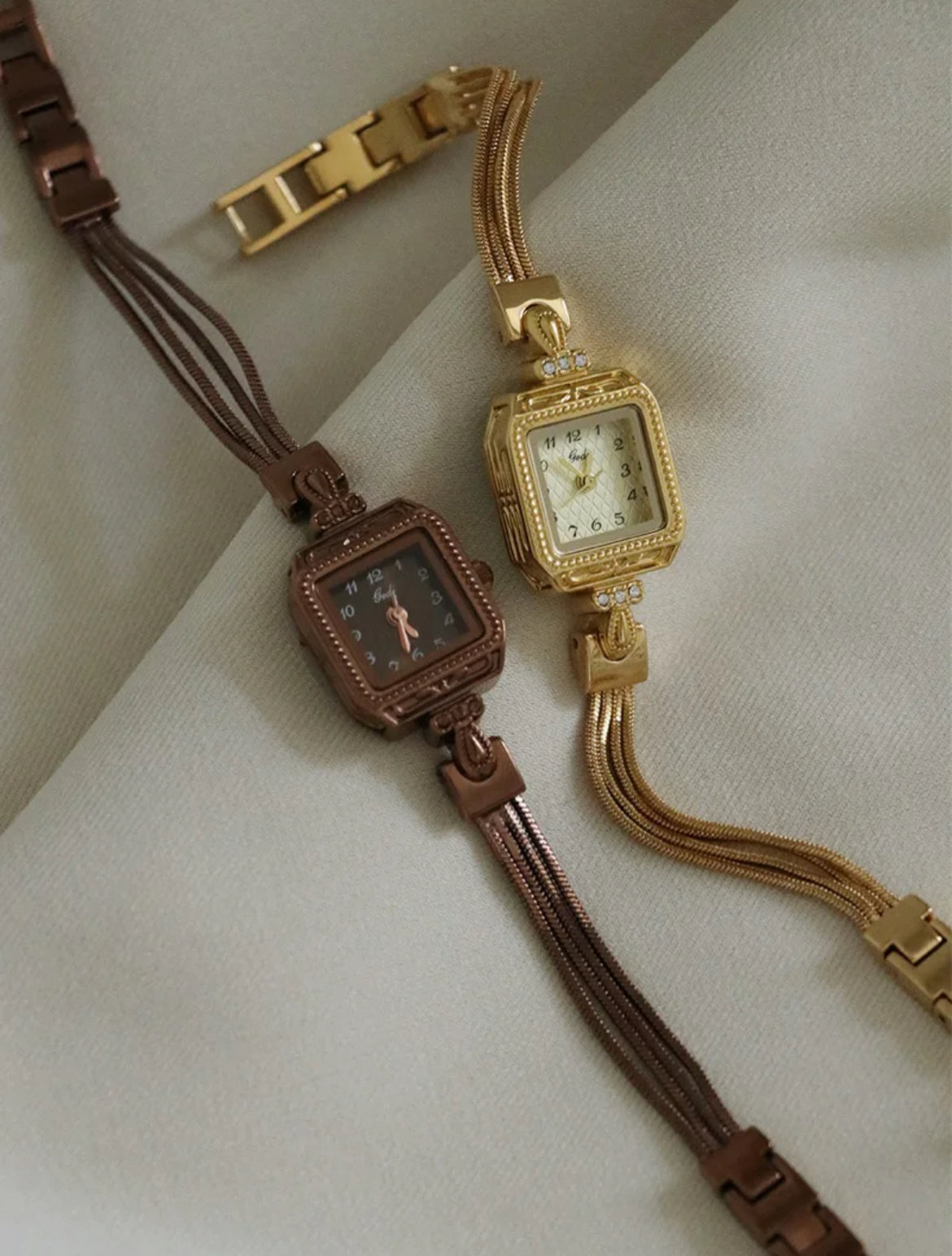 Chic Champagne Square Chain Watch for Women