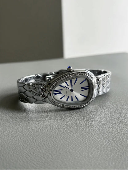 Classic Silver Snake Head Shape Bracelet Watch