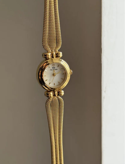 Vintage Gold/Silver Round Face Bracelet Watch for Women
