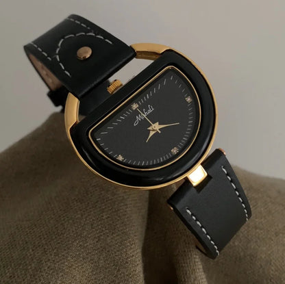 Luxury Semi-Circular Leather Watch