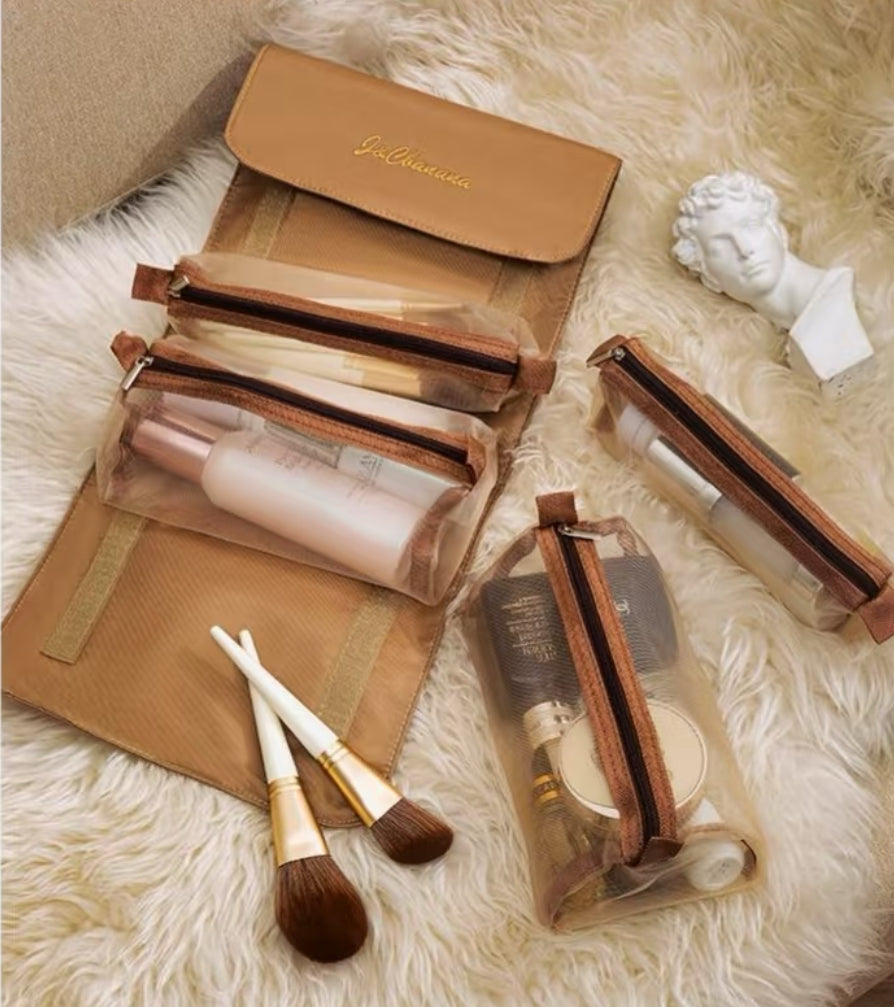 Portable Large Capacity 4 in 1 Makeup Bags Portable Folding Travel Cosmetics Storage Toiletry Bag Detachable Cosmetic Bag