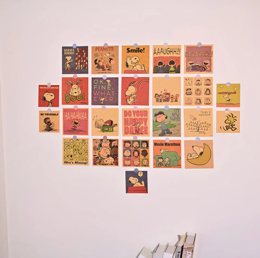 25 PCS Snoopy Vintage Wall Decoration Card, Refrigerator Sticker, Wall Collage Kit